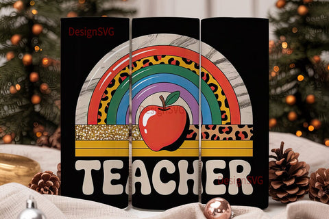 Teacher Rainbow Leopard 20oz Tumbler Sublimation DesignSVG 