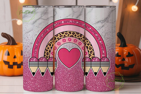 Teacher Rainbow & Pencils 20oz Tumbler Sublimation PixelChick 