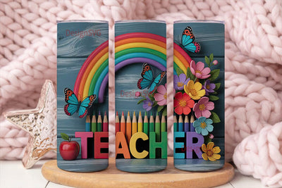 Teacher Rainbow Tumbler Wrap Sublimation DesignSVG 