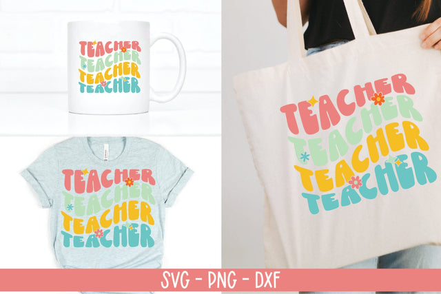 Teacher Retro Design - SVG PNG DXF EPS Craft Files SVG Silhouette School Blog Design Shop 
