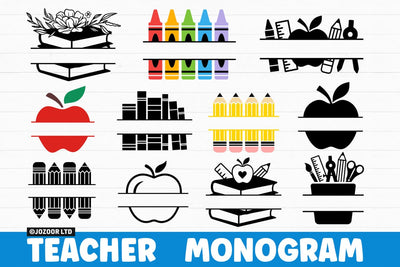 Teacher School Monogram SVG Bundle SVG Jozoor 