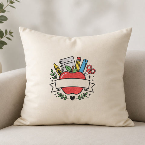 Teacher School Supplies Embroidery Design – Apple Pencil Scissors Back to School Machine Embroidery File Embroidery/Applique DESIGNS PatternFeed8 