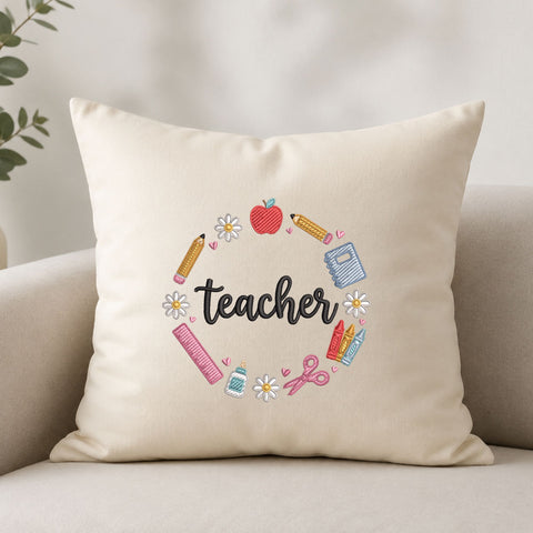 Teacher School Supplies Floral Machine Embroidery Design – Teacher Appreciation Embroidery File Embroidery/Applique DESIGNS PatternFeed8 