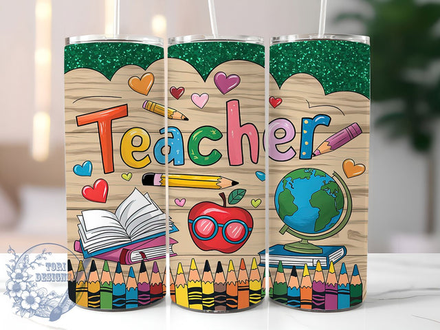 Teacher School Theme Tumbler Wrap, Educator Tumbler Design, School Theme Tumbler, 20oz Tumbler Sublimation, Teacher Appreciation Gift, Digital Tumbler Wrap, Back to School Tumbler Sublimation ToriDesigns 