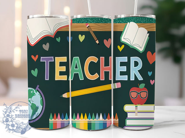 Teacher School Theme Tumbler Wrap, Educator Tumbler Design, School Theme Tumbler, 20oz Tumbler Sublimation, Teacher Appreciation Gift, Digital Tumbler Wrap, Back to School Tumbler Sublimation ToriDesigns 