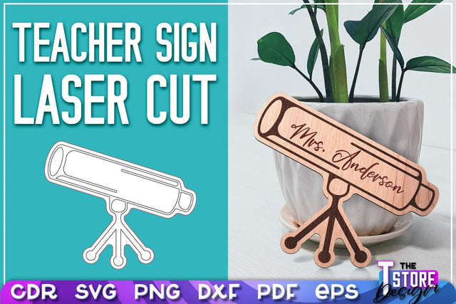Teacher Sign Laser Cut | Teacher Gift Design | CNC Files SVG The T Store Design 