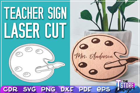 Teacher Sign Laser Cut | Teacher Gift Design | CNC Files SVG The T Store Design 