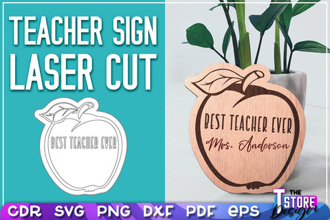Teacher Sign Laser Cut | Teacher Gift Design | CNC Files SVG The T Store Design 