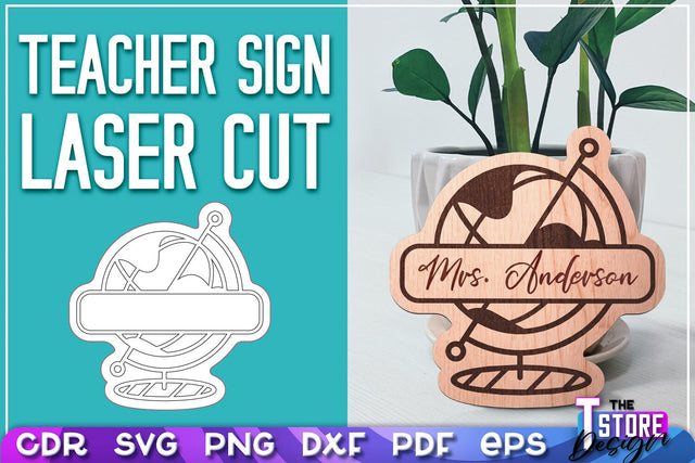 Teacher Sign Laser Cut | Teacher Gift Design | CNC Files SVG The T Store Design 