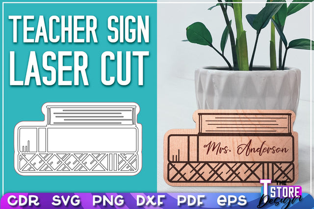 Teacher Sign Laser Cut | Teacher Gift Design | CNC Files SVG The T Store Design 