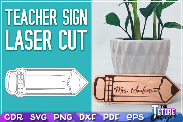 Teacher Sign Laser Cut | Teacher Gift Design | CNC Files SVG The T Store Design 