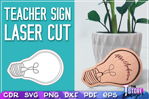 Teacher Sign Laser Cut | Teacher Gift Design | CNC Files SVG The T Store Design 