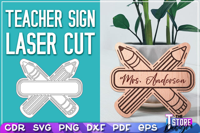 Teacher Sign Laser Cut | Teacher Gift Design | CNC Files SVG The T Store Design 