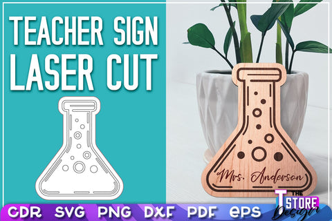 Teacher Sign Laser Cut | Teacher Gift Design | CNC Files SVG The T Store Design 