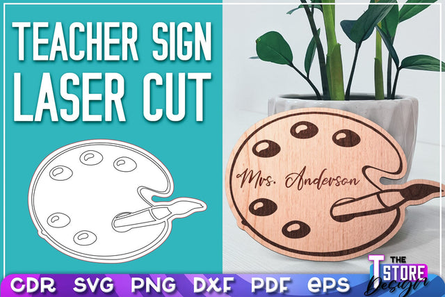 Teacher Sign Laser Cut | Teacher Gift Design | CNC Files SVG The T Store Design 