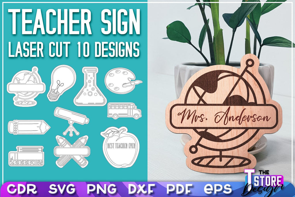 Teacher Sign Laser Cut | Teacher Gift Design | CNC Files - So Fontsy