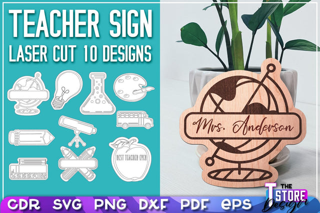 Teacher Sign Laser Cut | Teacher Gift Design | CNC Files SVG The T Store Design 