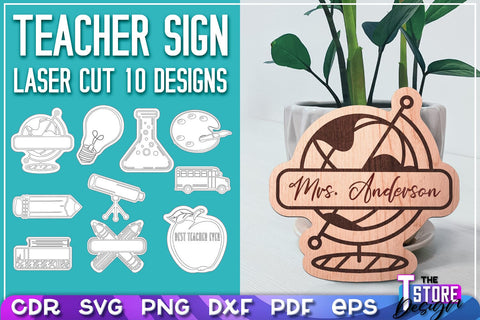 Teacher Sign Laser Cut | Teacher Gift Design | CNC Files SVG The T Store Design 