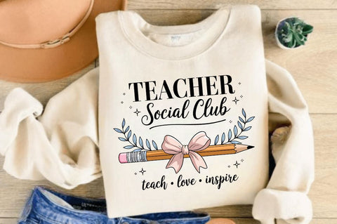Teacher Social Club PNG, Coquette Bow Teacher, Teacher Bow PNG, Back School Teacher Design, Back To School, First Day School PNG Sublimation, Coquette Teacher Social Club PNG Sublimation Regulrcrative 