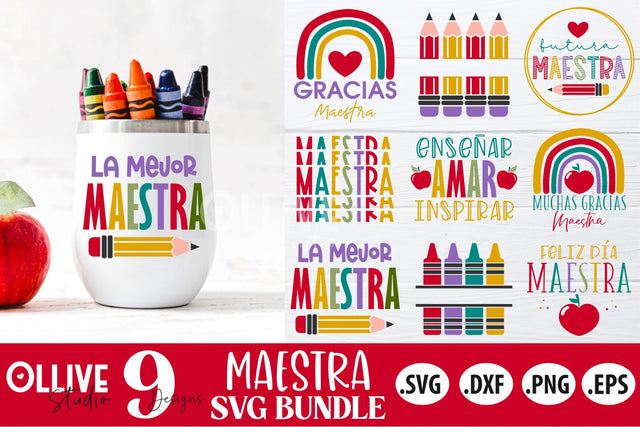 Teacher Spanish SVG Bundle | Maestra SVG Bundle SVG Ollive Studio 