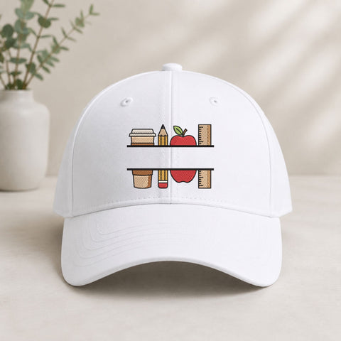 Teacher Split Monogram Machine Embroidery Design – Coffee Pencil Apple Ruler Back to School Embroidery File Embroidery/Applique DESIGNS PatternFeed8 