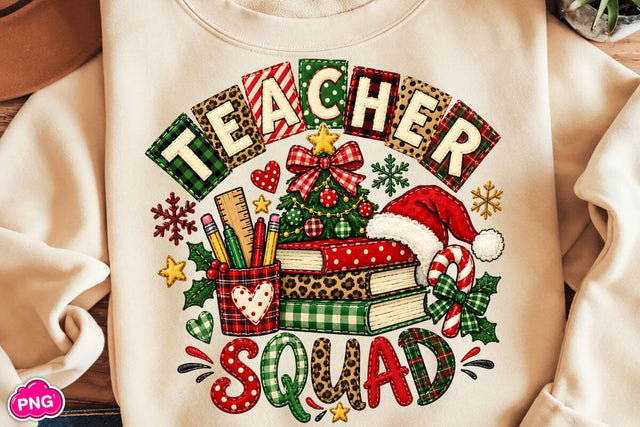 Teacher Squad Christmas PNG, Sublimation DesignPlante 503 