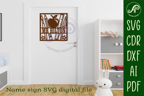 Teacher square name sign svg laser SVG APInspireddesigns 