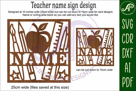 Teacher square name sign svg laser SVG APInspireddesigns 