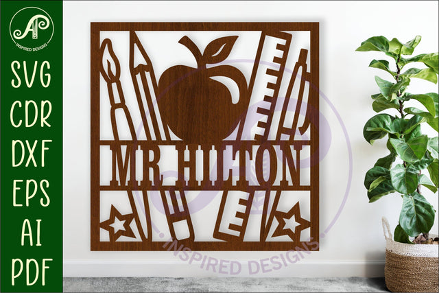 Teacher square name sign svg laser SVG APInspireddesigns 