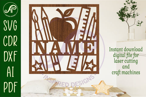 Teacher square name sign svg laser SVG APInspireddesigns 