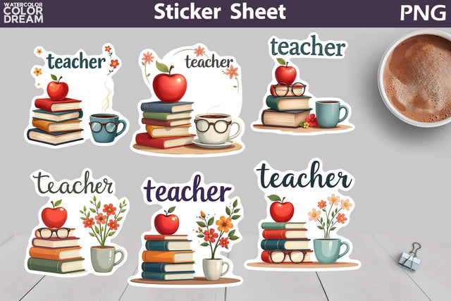 Teacher Sticker Sheet Sublimation WatercolorColorDream 