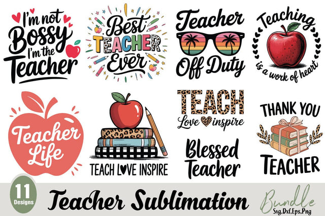 Teacher Sublimation Bundle SVG Angelina750 