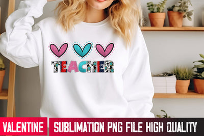 Teacher Sublimation Design,Teacher Valentine's Day Sublimation PNG,Valentine Sublimation PNG,Happy Valentine's Day Sublimation Bundle SVG BlackCatsMedia 