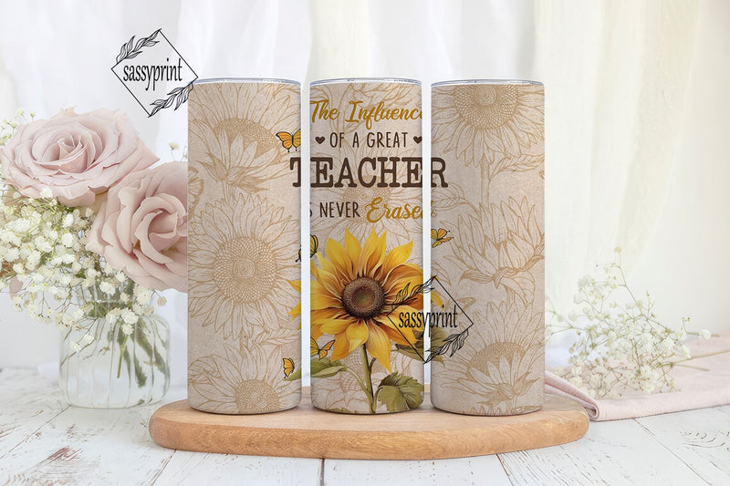 Personalized Teacher Water Tracker Bottle - Best Gift For Teacher - The Influence Of A Great Teacher Can Never Be Erased