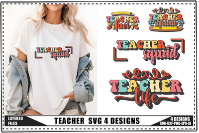 Teacher Svg 4 Designs, Teacher Shirt Svg, Teach Svg SVG shah alam 