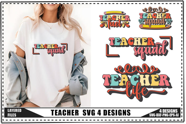 Teacher Svg 4 Designs, Teacher Shirt Svg, Teach Svg SVG shah alam 