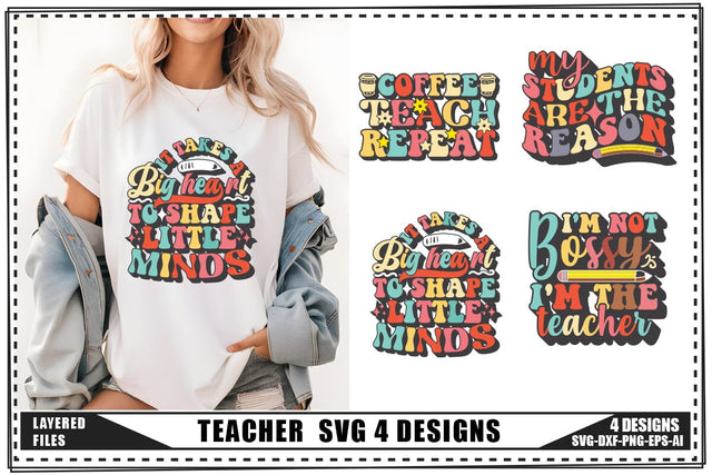 Teacher Svg 4 Designs, Teacher Shirt Svg, Teach Svg SVG shah alam 