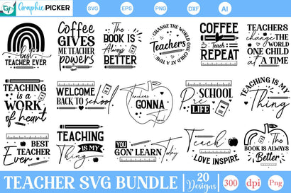 Teacher SVG Bundle, Teacher appreciation SVG, SVGs,Quotes and Sayings,Food & Drink,On Sale, Print & Cut SVG DesignPlante 503 