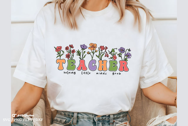 Teacher Svg, Helping little minds grow Svg, Teacher Shirt, School Svg SVG Artinrhythm shop 