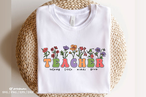 Teacher Svg, Helping little minds grow Svg, Teacher Shirt, School Svg SVG Artinrhythm shop 