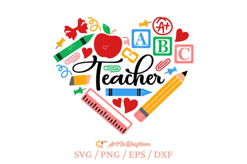 Teacher Svg, Teacher Life Svg, Back To School Svg, Heart School Supplies Svg SVG Artinrhythm shop 