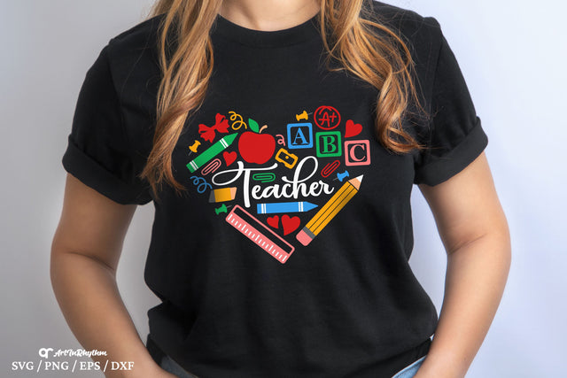 Teacher Svg, Teacher Life Svg, Back To School Svg, Heart School Supplies Svg SVG Artinrhythm shop 