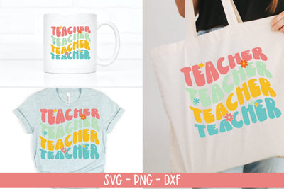 Teacher SVG-Teacher Retro Wave SVG SVG Linden Valley Designs 