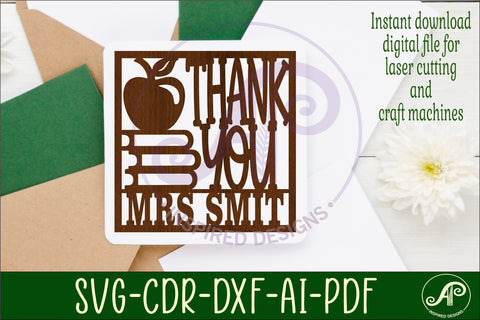 Teacher thank you square name sign svg laser SVG APInspireddesigns 