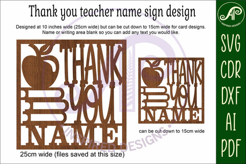 Teacher thank you square name sign svg laser SVG APInspireddesigns 