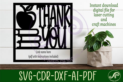 Teacher thank you square name sign svg laser SVG APInspireddesigns 