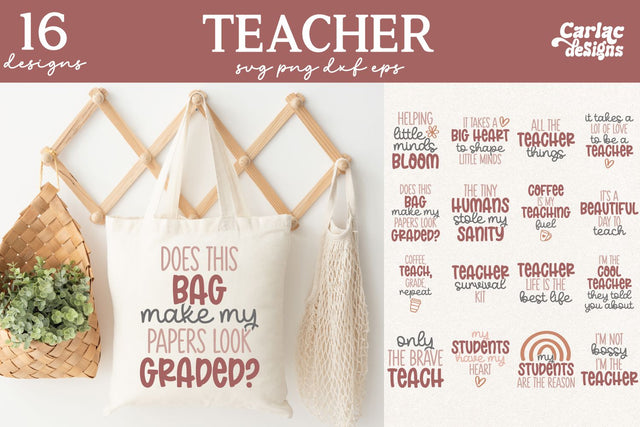 Teacher Tote Bag SVG Bundle SVG Carla C Designs 