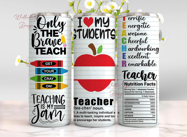 Teacher Tumbler Designs, Teacher Tumbler Wrap, Teacher Appreciation 20oz Skinny Tumbler Wrap Png, Teacher Life Sublimation Designs Png Sublimation WillowSageDesign 