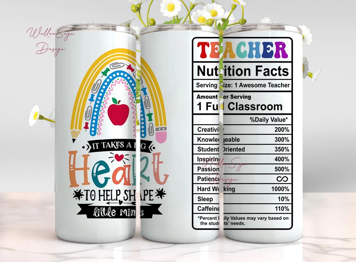 Teacher sublimation tumbler design png (1750353)