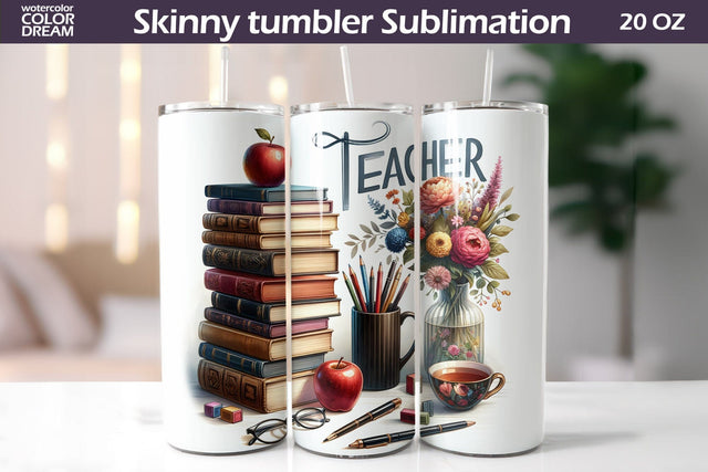 Teacher Tumbler Sublimation | Teacher Tumbler Wrap Sublimation WatercolorColorDream 